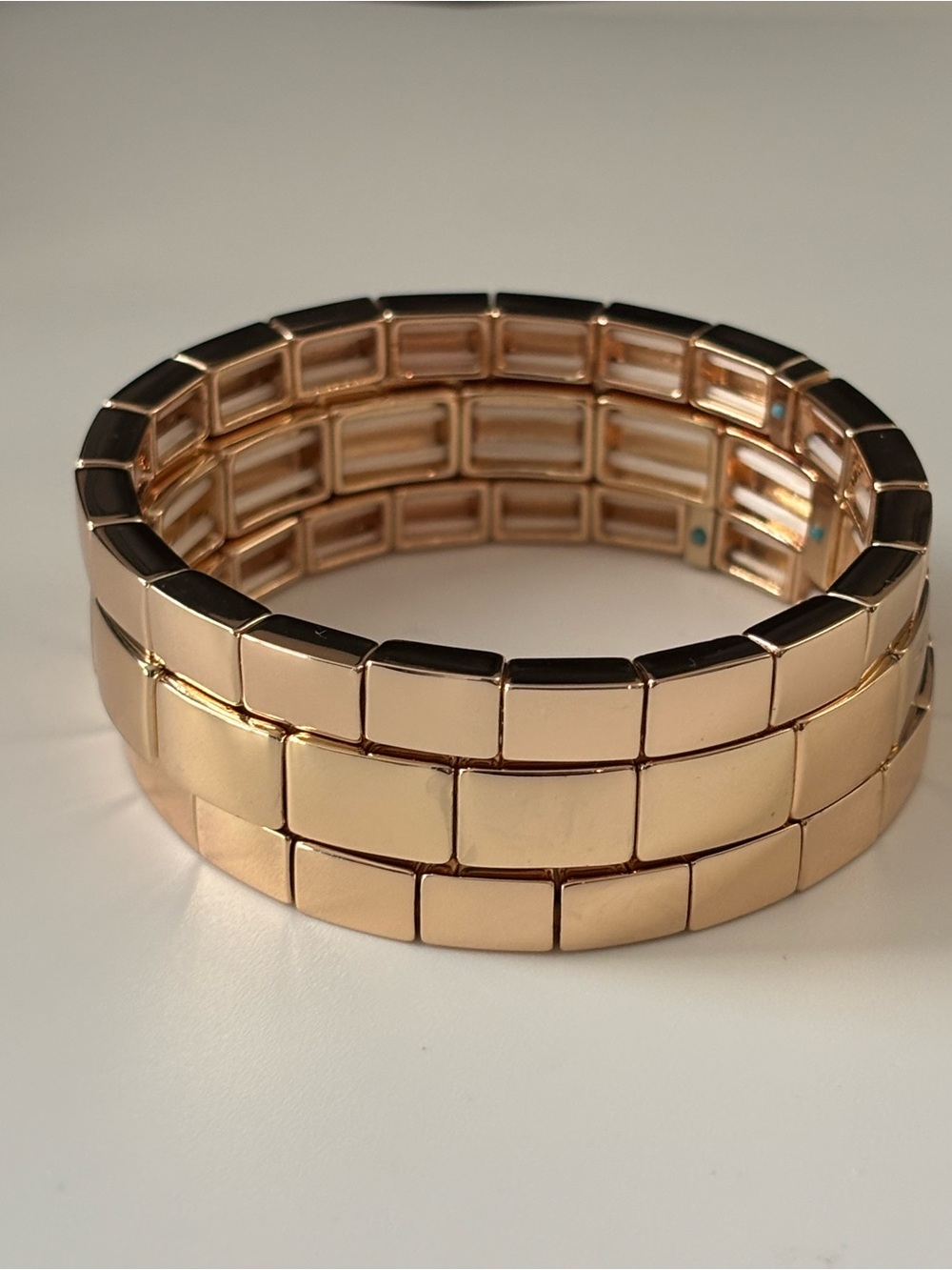 NWOT Roxanne Assoulin Gold Tile Stretch Bracelets  trio set